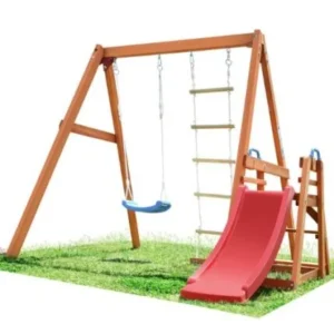 Wooden Swing Set with Slide Outdoor Playset for Toddlers
